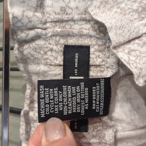 Rewash Reptile Print Pull On Wide Leg Linen Blend Pants Large Raw Hem - Picture 3 of 10